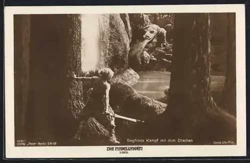 AK Die Nibelungen, Siegfrieds Kampf mit dem Drachen
