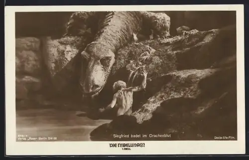 AK Die Nibelungen I. Teil, Siegfried badet im Drachenblut
