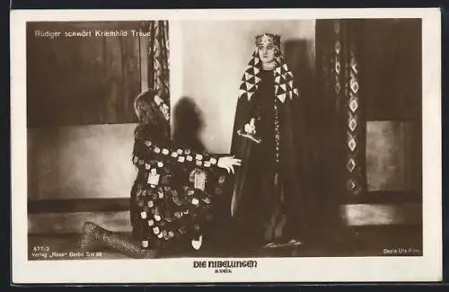 AK Film Die Nibelungen, Rüdiger schwört Kriemhild Treue