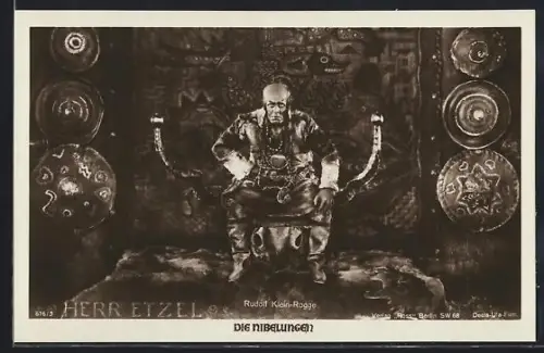 AK Die Nibelungen, 1. Teil, Rudolf Klein-Rogge als Herr Etzel, Filmszene