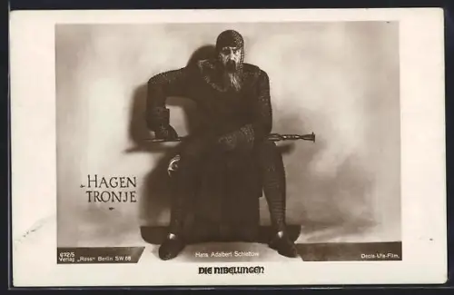 AK Die Nibelungen, Hans Adalbert Schlettow in seiner Rolle als Hagen von Tronje