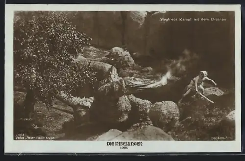 AK Die Nibelungen, 1. Teil, Siegfried kämpft gegen den Drachen