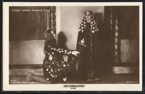 AK Film Die Nibelungen, Rüdiger schwört Kriemhild Treue