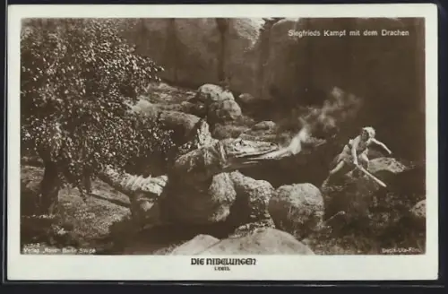 AK Die Nibelungen, 1. Teil, Siegfried kämpft gegen den Drachen