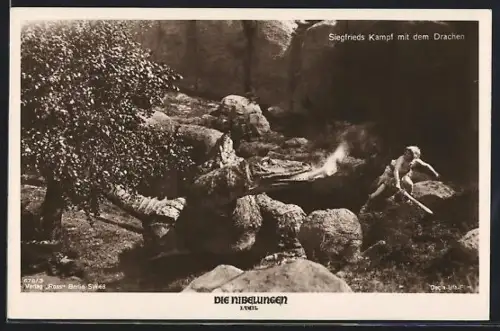AK Die Nibelungen, 1. Teil, Siegfried kämpft gegen den Drachen