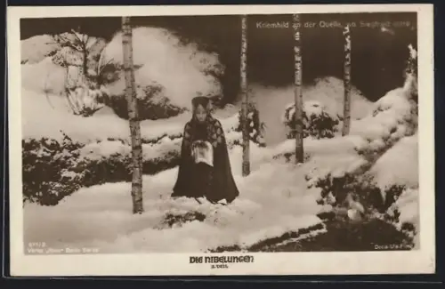 AK Die Nibelungen, II. Teil, Kriemhild an der Quelle, wo Siegfried starb