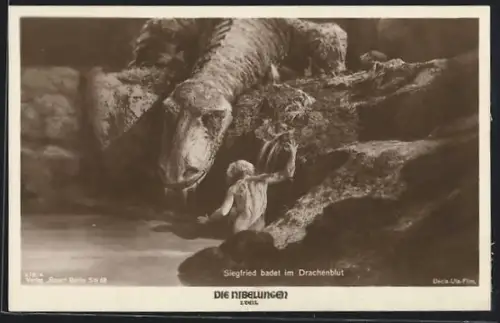 AK Die Nibelungen I. Teil, Siegfried badet im Drachenblut
