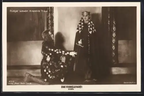 AK Film Die Nibelungen, Rüdiger schwört Kriemhild Treue