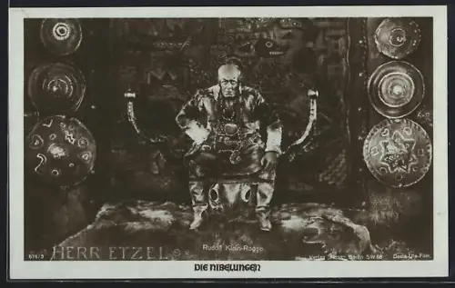 AK Die Nibelungen, 1. Teil, Rudolf Klein-Rogge als Herr Etzel, Filmszene