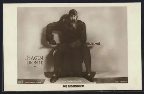 AK Die Nibelungen, Hans Adalbert Schlettow in seiner Rolle als Hagen von Tronje
