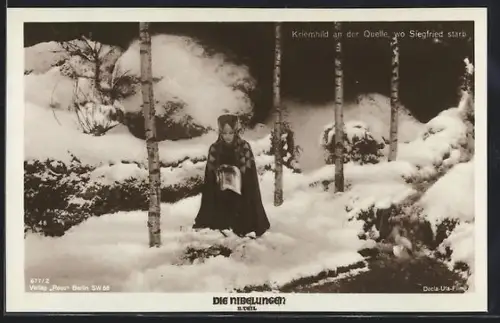 AK Die Nibelungen, II. Teil, Kriemhild an der Quelle, wo Siegfried starb