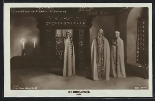 AK Die Nibelungen, I. Teil, Kriemhild mit den Frauen in der Kemenate