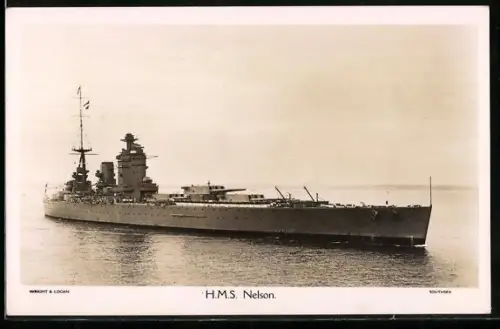 AK Schlachtschiff H.M.S. Nelson mit 9 40,6-cm Geschützen, Kriegsschiff