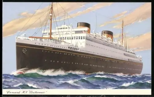 AK Passagierschiff M.V. Britannic in bewegter See