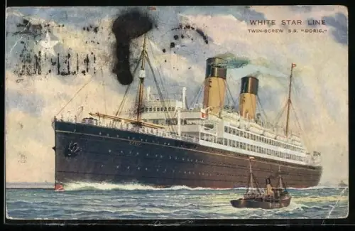 AK Doppelschrauben-Dampfer S.S. Doric der White Star Line, Passagierschiff