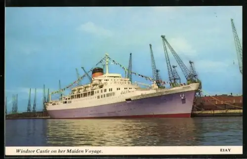 AK Passagierschiff Windsor Castle auf der Jungfernfahrt