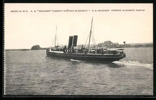 AK S.S. Reindeer passing Elizabeth Castle, Passagierschiff