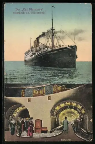 AK Passagierschiff Cap Finisterre oberhalb des Elbtunnels