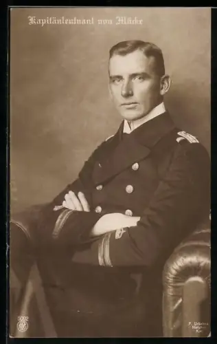 AK Kapitänleutnant Hellmuth von Mücke, Offizier des Kreuzers Emden, Brustbild in Uniform