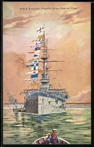 AK H.M.S. Exmouth, Flagship of the Channel Fleet, Kriegsschiff