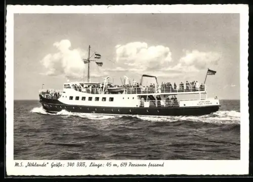 AK Passagierschiff M.S. Uthlande mit Heimathafen Wyk auf Föhr