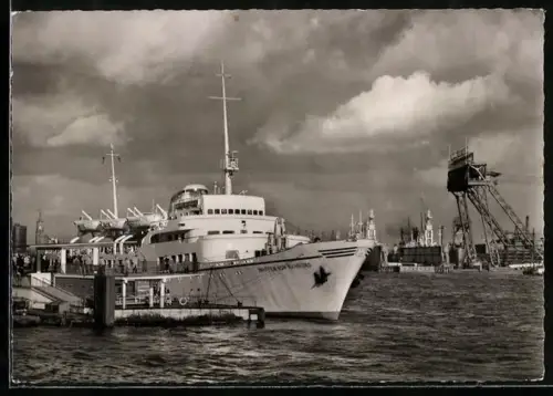 AK Hamburg, Diesel-Elektro-Schiff Wappen von Hamburg im Hafen