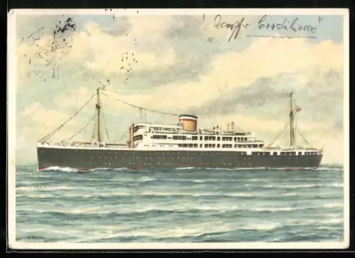 Künstler-AK Passagierschiff Cordillera der Hamburg-Amerika Linie in Seitenansicht