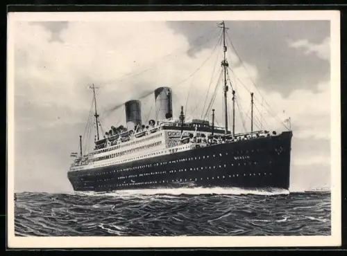 AK Passagierschiff Berlin des Norddeutschen Lloyd Bremen auf hoher See