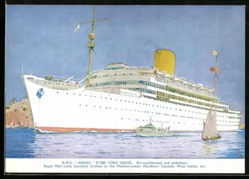 AK Passagierschiff R.M.S. Andes der Royal Mail Lines, 27.000 BRT