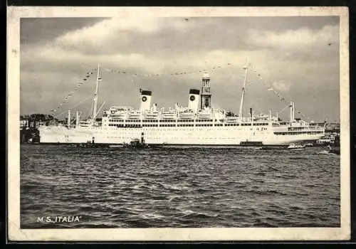 AK Passagierschiff M.S. Italia im Hafen