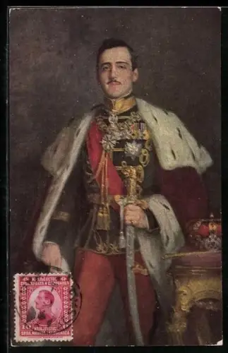 AK Portrait von Alexander I. von Serbien mit Orden