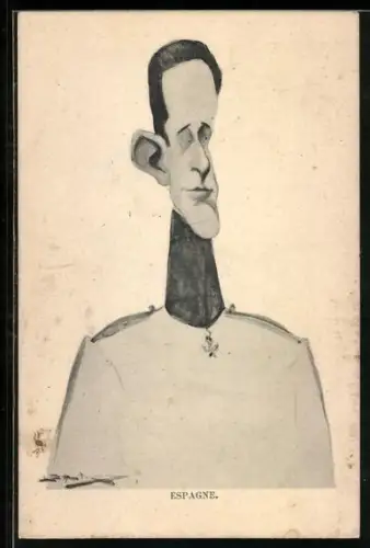 AK Karikatur von Alfonso XIII. von Spanien