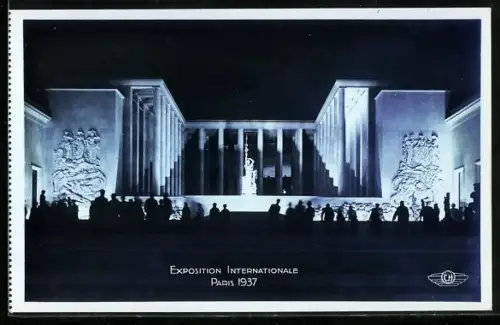 AK Paris, Exposition internationale 1937, Musee des Arts Modernes, vu de nuit