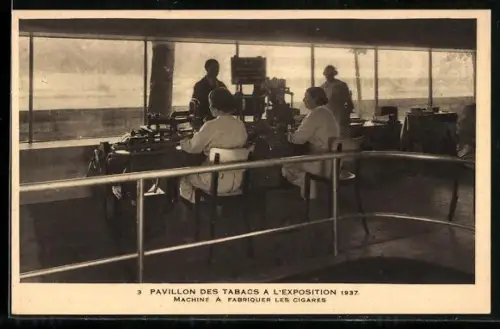 AK Paris, Exposition internationale 1937, Pavillon des Tabacs, Machine a fabriquer les Cigares