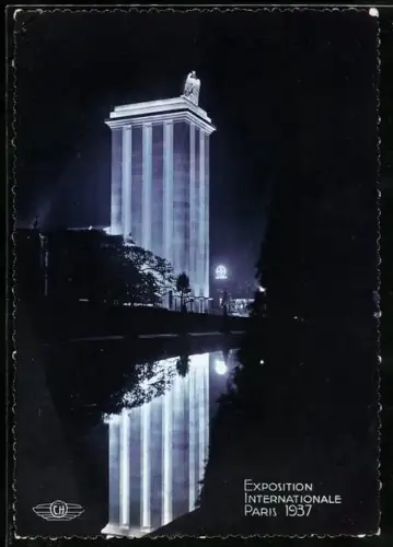 AK Paris, Exposition internationale 1937, Pavillon de l`Allemagne vu de nuit