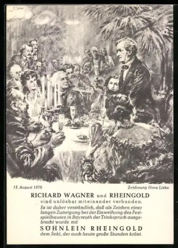 AK Reklame für Sekt von Söhnlein Rheingold, Richard Wagner und Rheingold