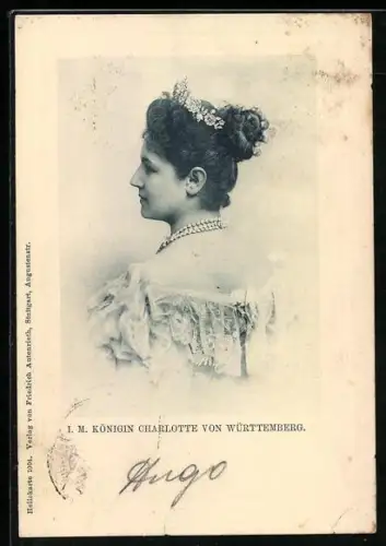 AK Königin Charlotte von Württemberg mit Tiara