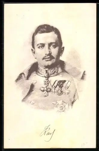 AK Kaiser Karl I. von Österreich in Uniform