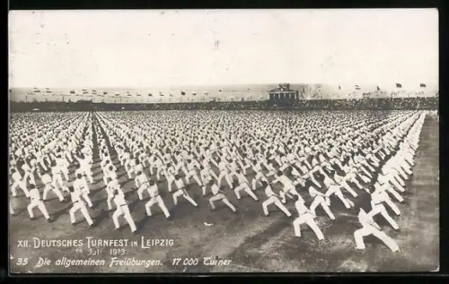AK Leipzig, XII. Deutsches Turnfest 1913, Die allgemeinen Freibübungen mit 17.000 Turnern