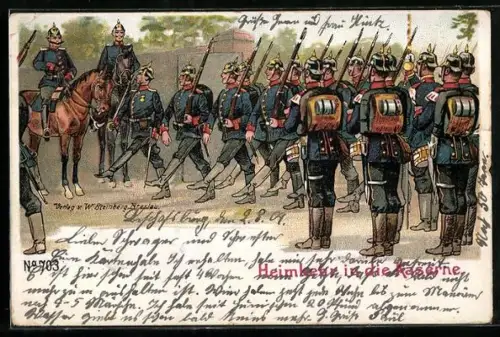 AK Infanteristen bei der Heimkehr in die Kaserne