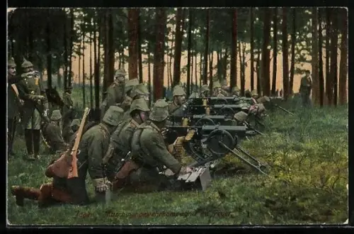 AK Infanterie mit Maschinengewehren in Stellung