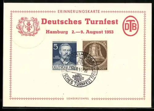 AK Hamburg, Erinnerungskarte Deutsches Turnfest 1953