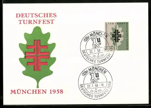 AK München, Deutsches Turnfest 1958, Turner-Emblem