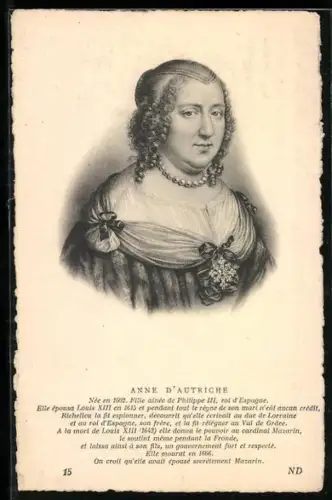 AK Portrait d`Anne d`Autriche