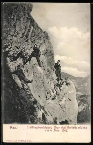 AK Rax, Erstlingsbesteigung über den Kohlröserlsteig 1906