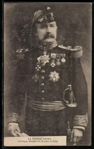 AK Portrait von General Leman in Uniform mit Orden
