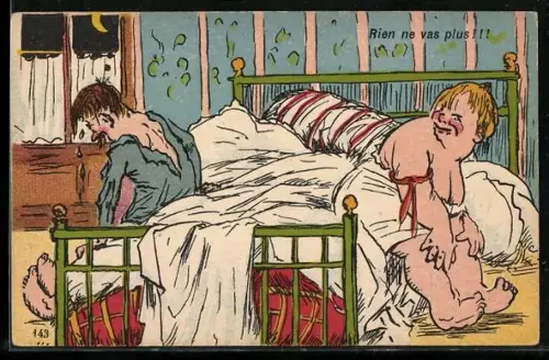 AK Pärchen nach dem Beischlaf und miserabler Leistung des Mannes, Rien ne vas plus