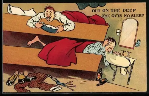 AK Out on the deep one gets no sleep, Seekranke in ihrer Kajüte