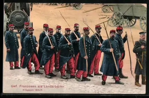 AK Französische Kriegsgefangene als Landarbeiter