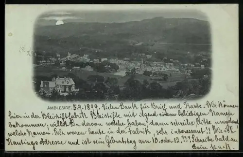 Mondschein-AK Ambleside, Panorama
